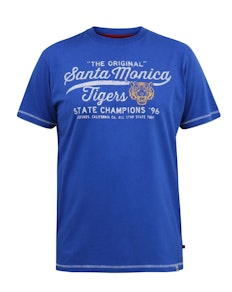 D555 Jamal Santa Monica Tigers bedrucktes T-Shirt mit Rundhalsausschnitt, Königsblau